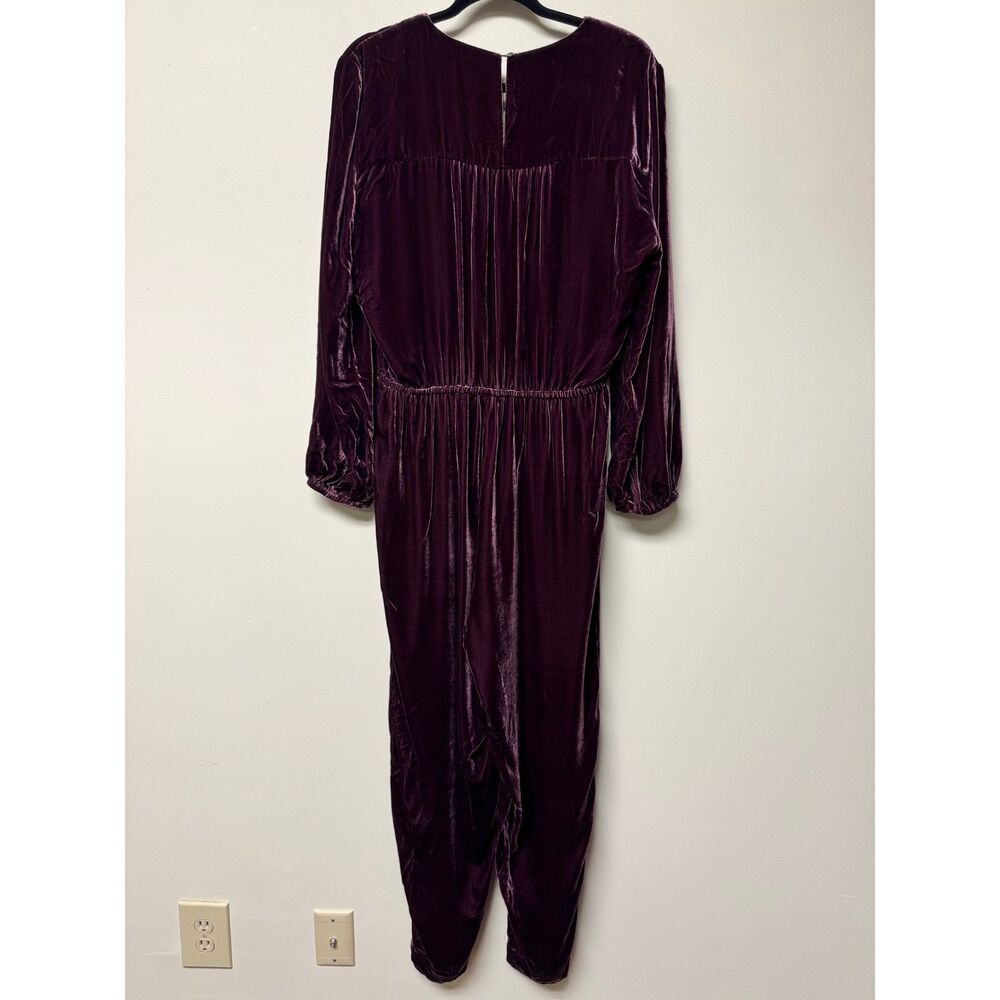 SUNDANCE Aviana Velvet Jumpsuit, Silk Blend, Deep Burgundy, Sz M - Picture 11 of 16